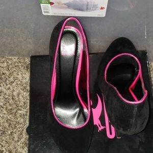 Black and Neon Pink heels